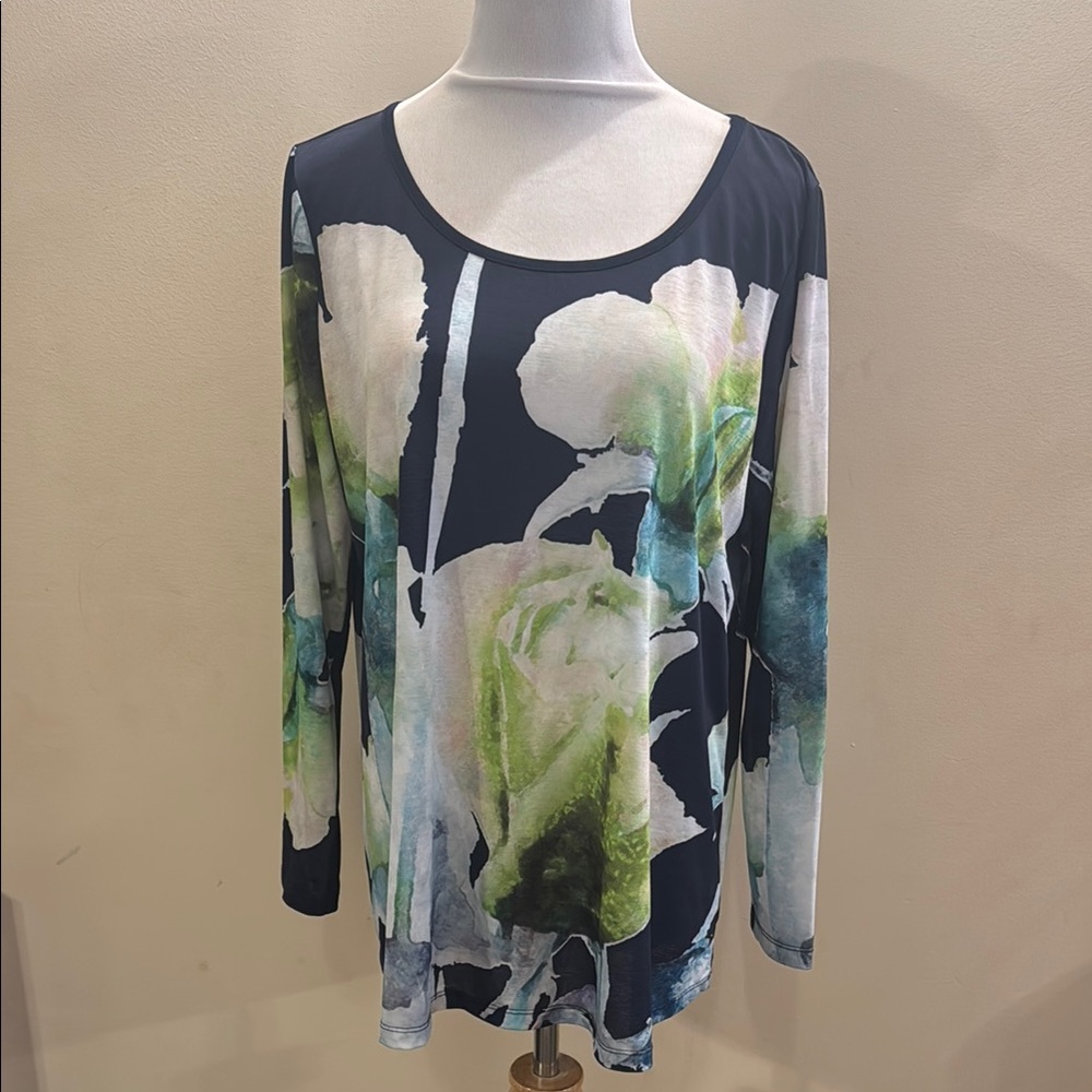 Soft Surroundings Green and Blue Relaxed Long Sleeve Tunic